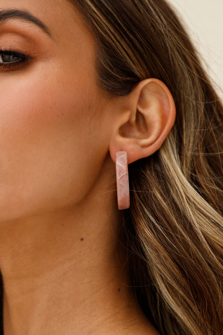 Sydney Perspex Hoop Pearl Back Earrings Rose - Image 2