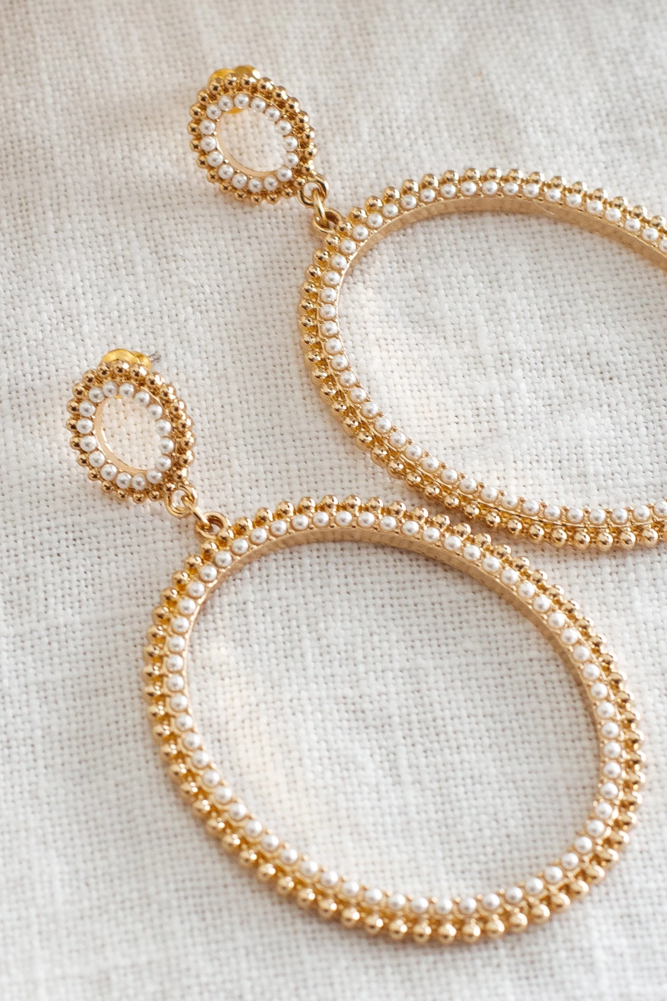 Lucienne Oval Drop Pearl Earrings Gold - Image 2