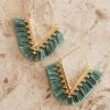 Sheba Gold Fringe Earrings Green