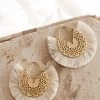 Bali Gold Filigree Fringing Earrings Beige