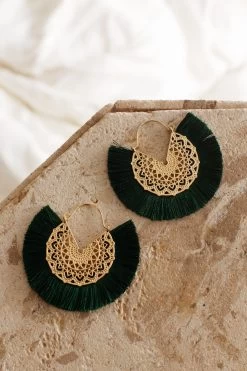 Bali Gold Filigree Fringing Earrings Forest