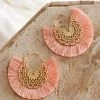 Bali Gold Filigree Fringing Earrings Pink