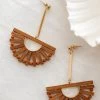 Cairo Wooden Fan Earrings Brown