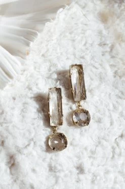 Cara Glass Crystal Drop Earrings Clear