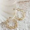Haven Anchor Link Hoop Earrings Gold