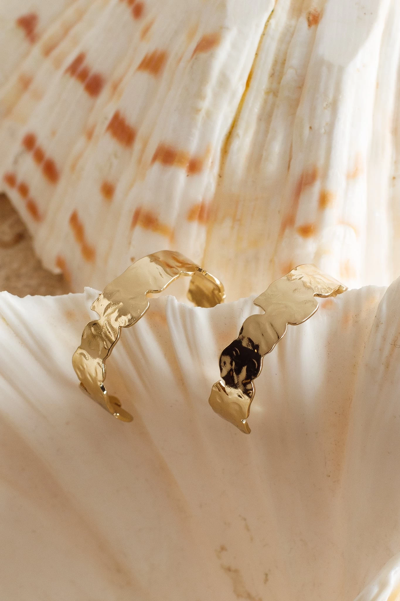 Shari Textured Half Hoop Earrings Gold - Image 2