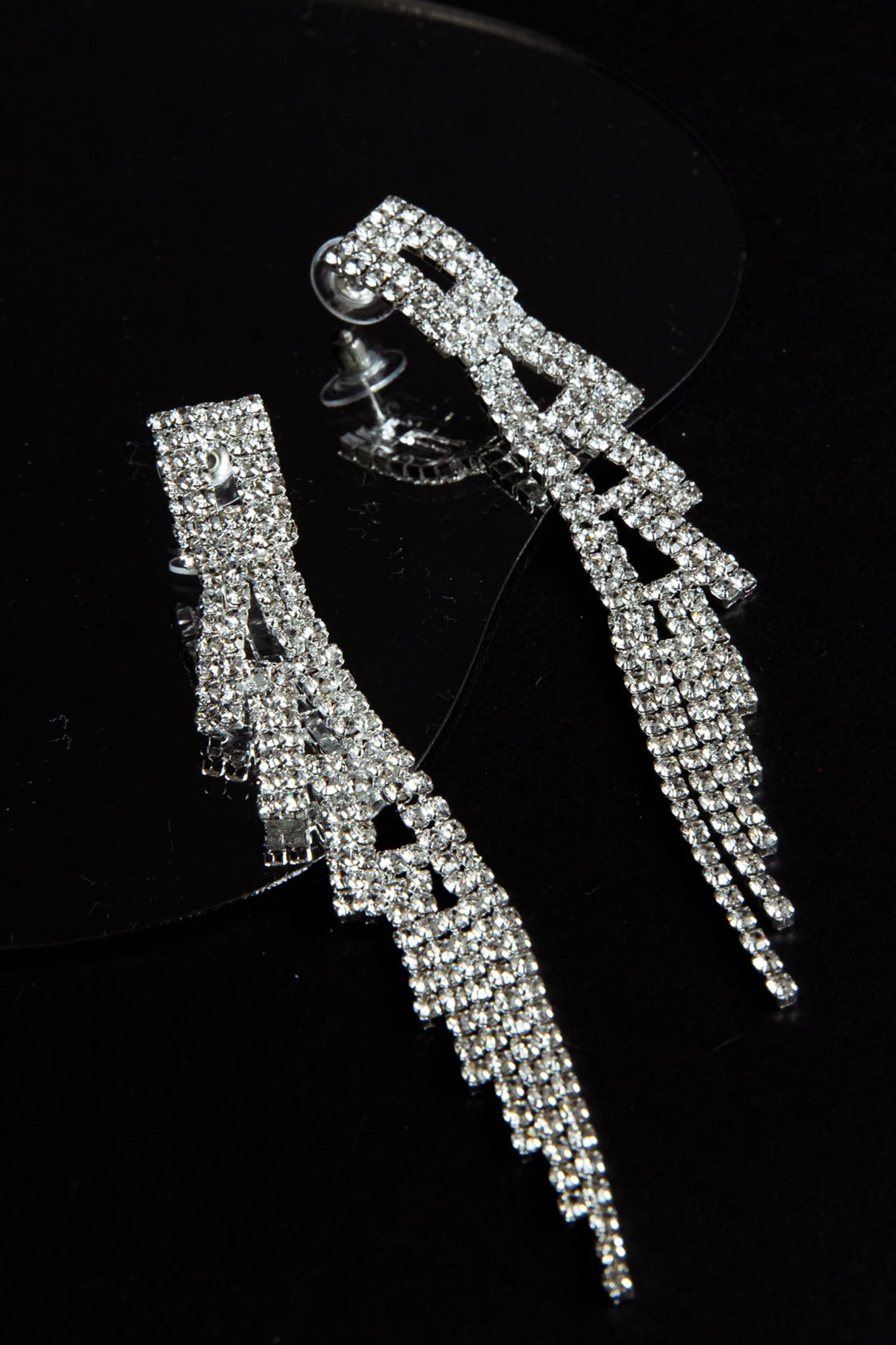 Darma Diamante Drop Earrings Silver - Image 2