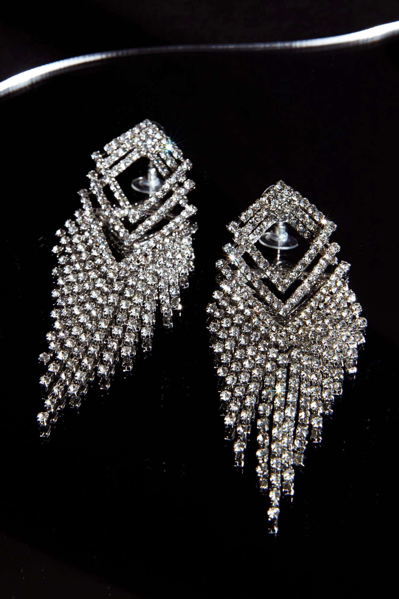 Kate Diamante Kite Drop Earrings Silver - Image 3