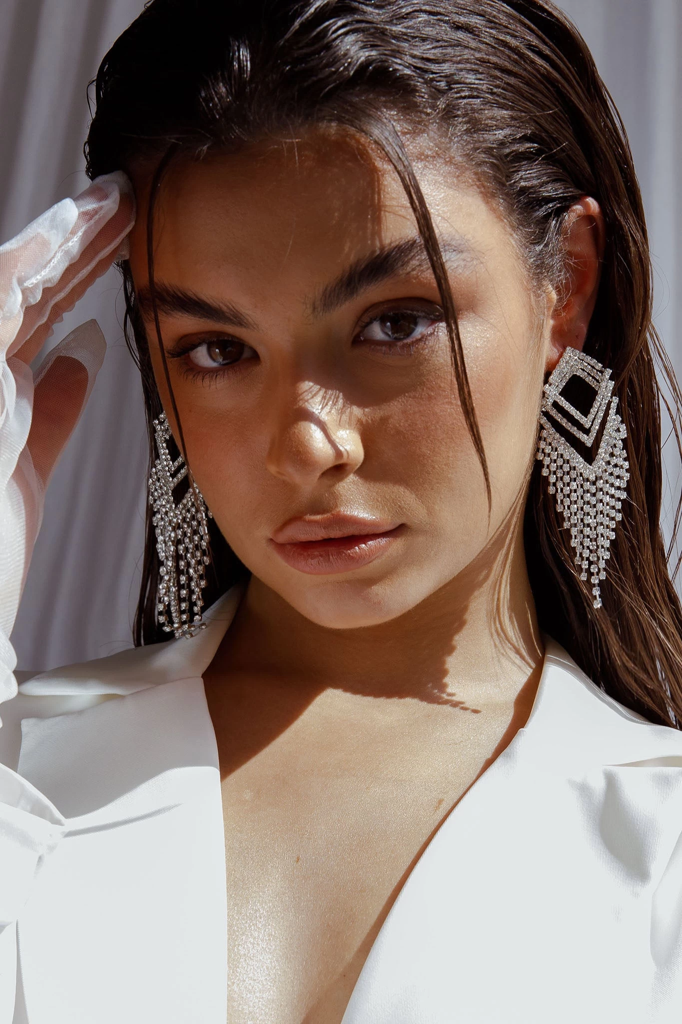 Kate Diamante Kite Drop Earrings Silver - Image 4