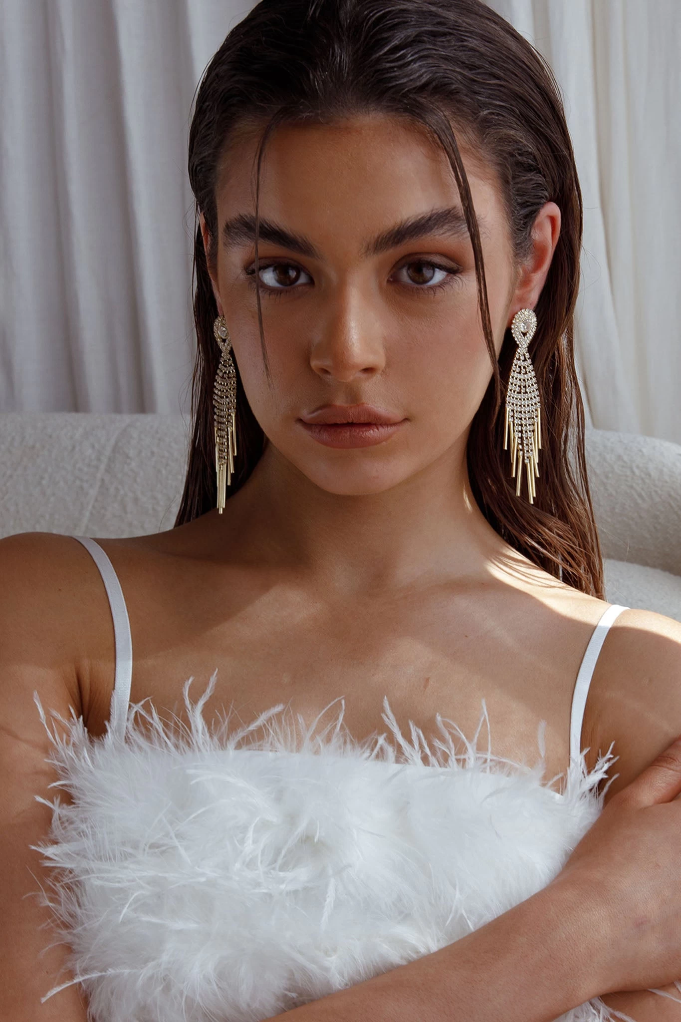 Ambrosia Tassel Earrings Gold - Image 3