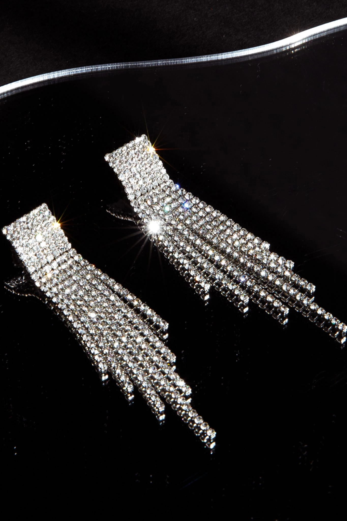 Zarah Diamante Tassel Earrings Silver - Image 3