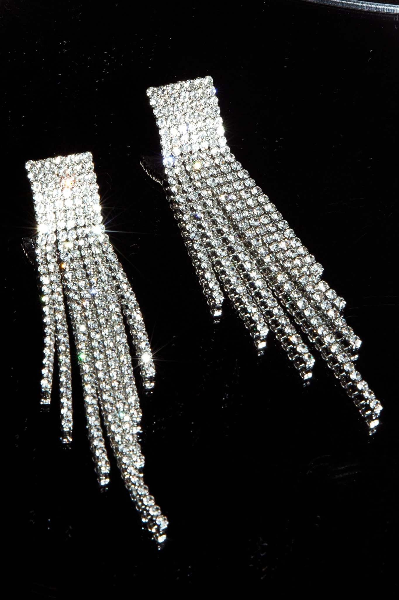 Zarah Diamante Tassel Earrings Silver - Image 5