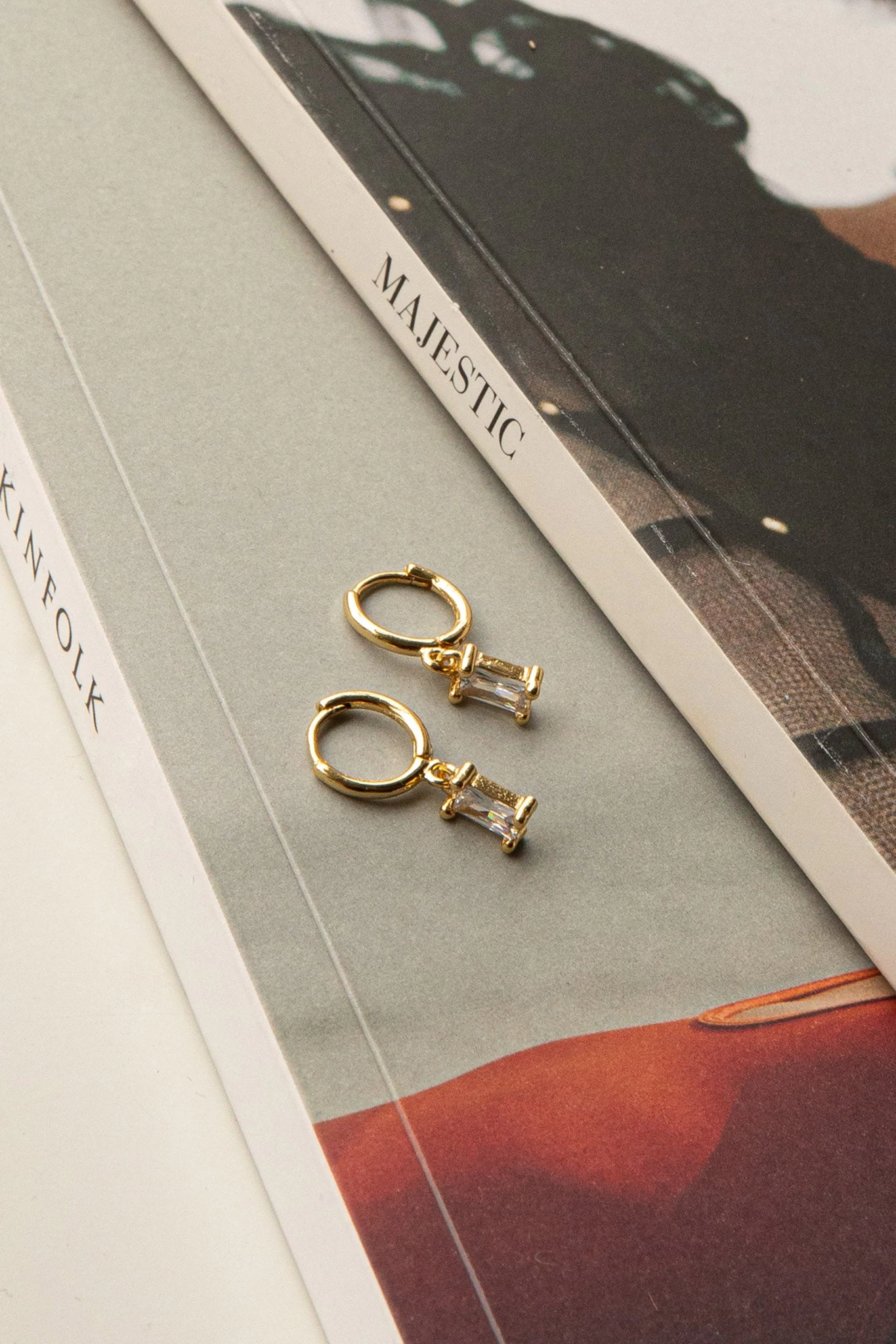 April Diamante Drop Hoop Earrings Clear - Image 4