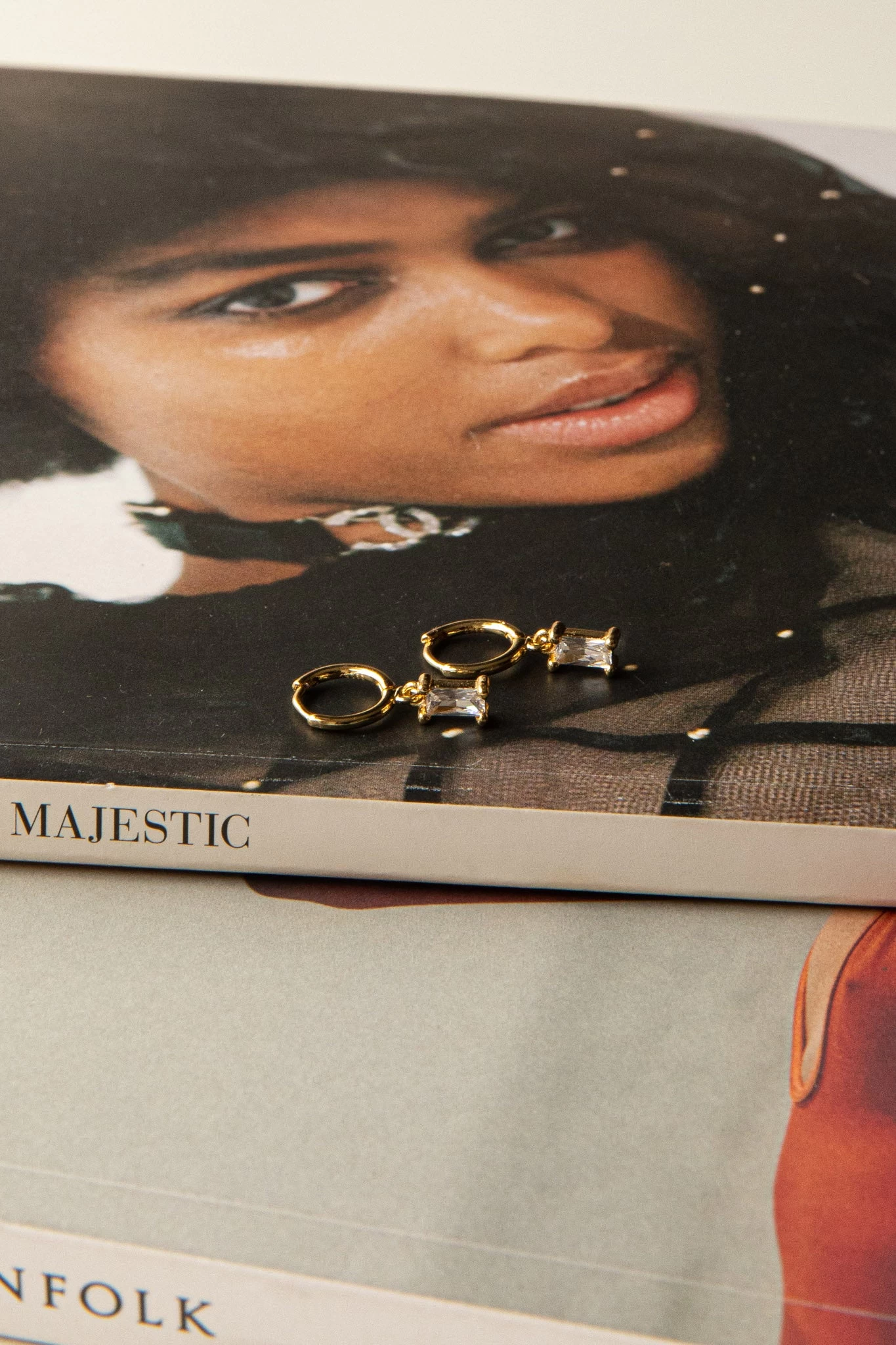 April Diamante Drop Hoop Earrings Clear - Image 5