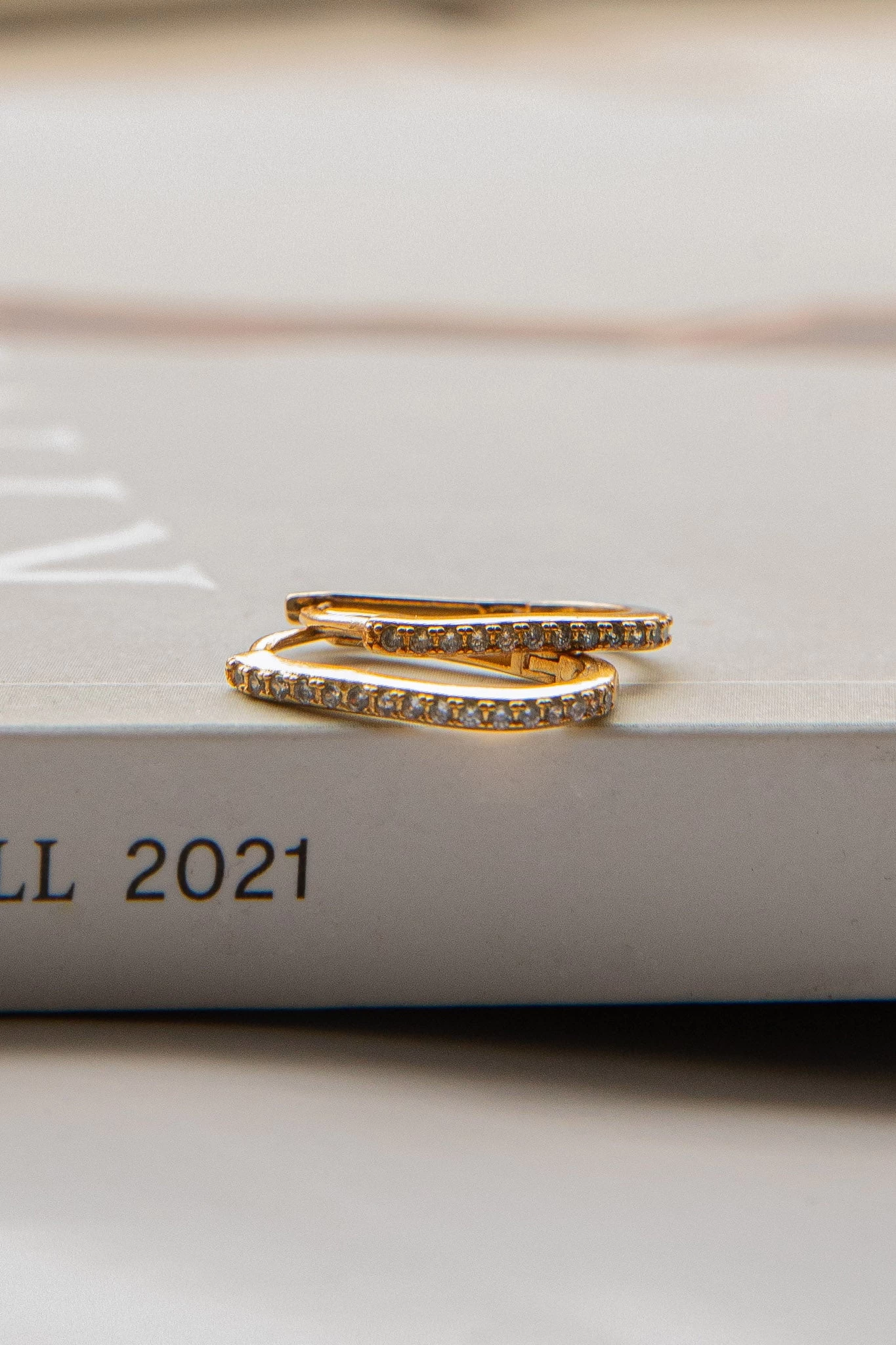 Ark Diamante Hoop Earrings Gold - Image 4