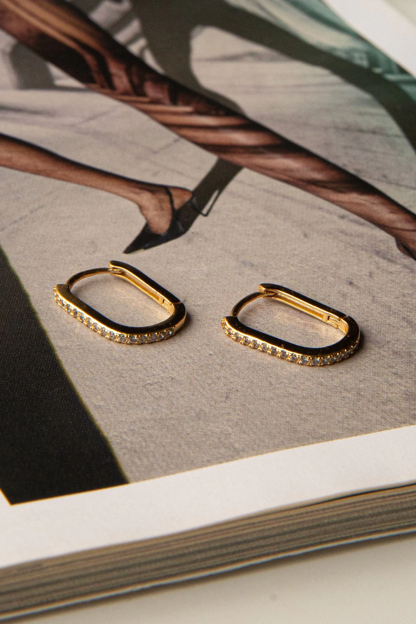 Ark Diamante Hoop Earrings Gold - Image 2