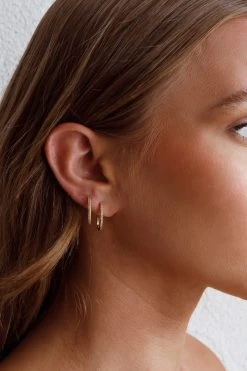 Ark Diamante Hoop Earrings Gold