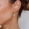 Teary Drop Diamante Hoop Earrings Gold