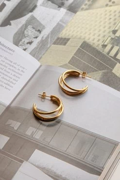 Dominique Triple Open Hoop Earrings Gold