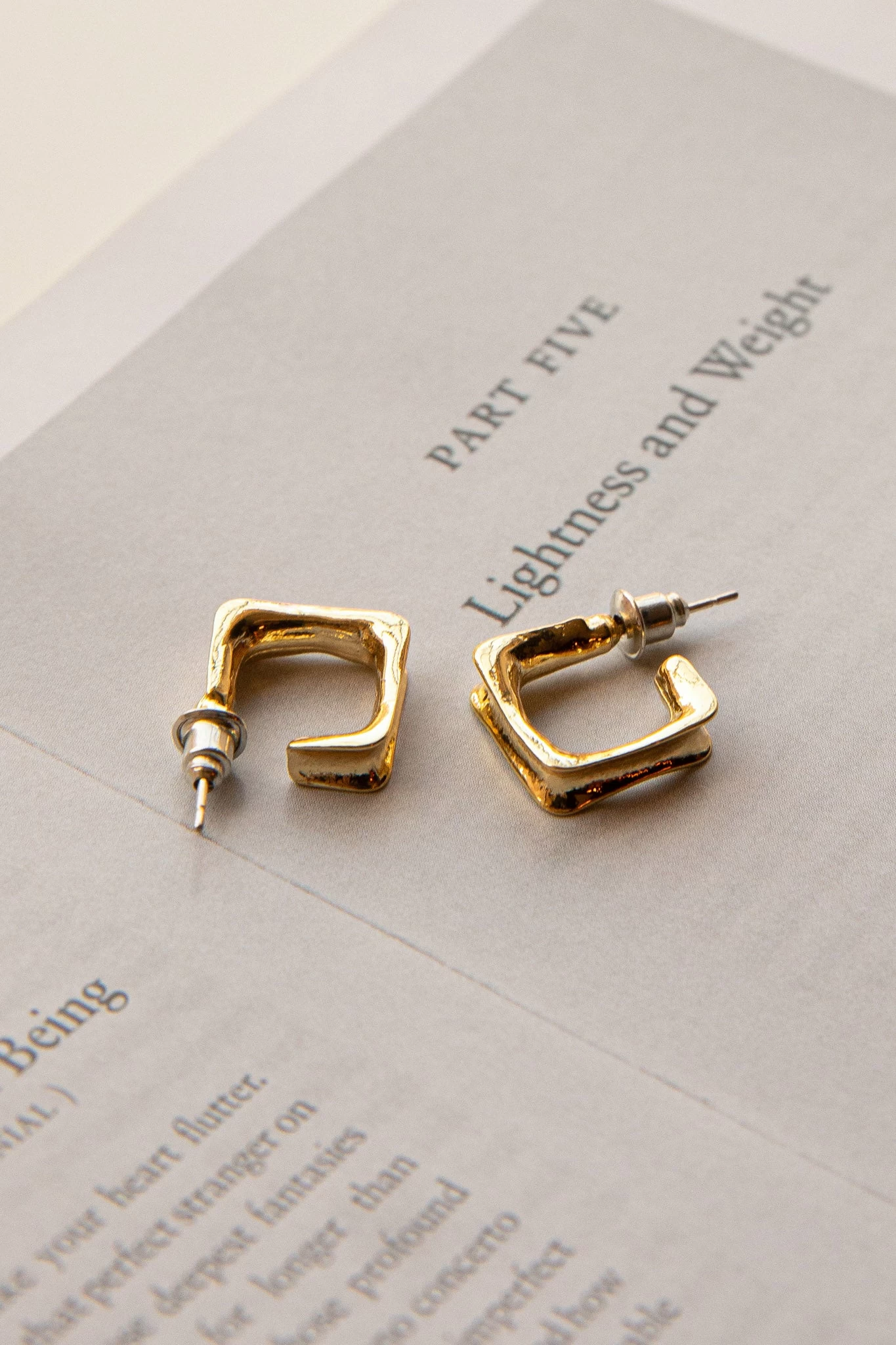 Isis Open Trapeze Hoop Earrings Gold - Image 2