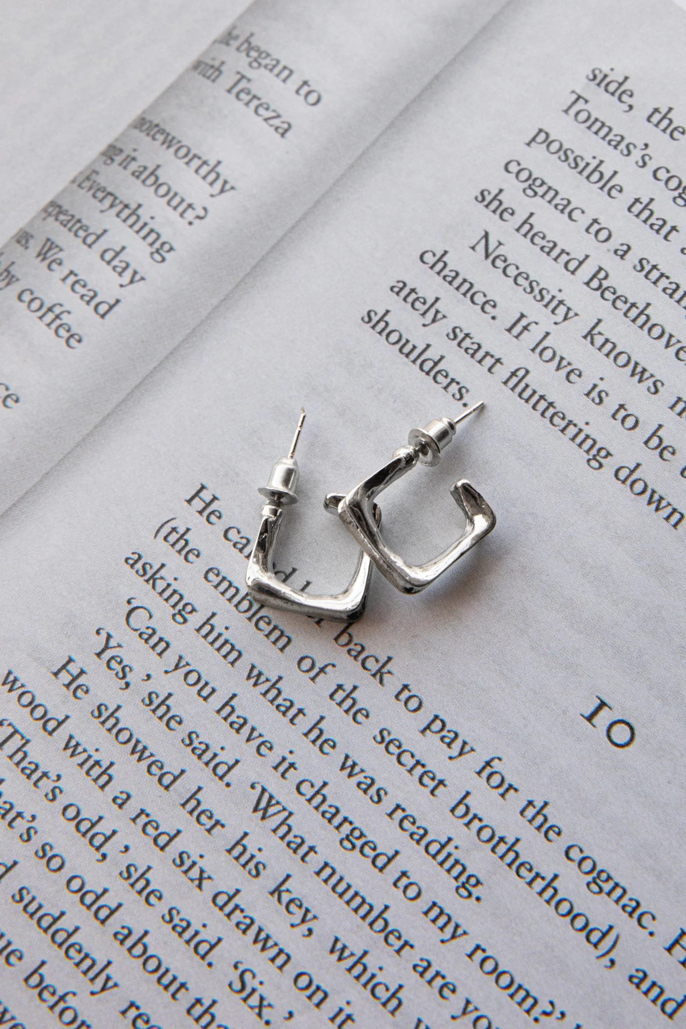 Isis Open Trapeze Hoop Earrings Silver - Image 3