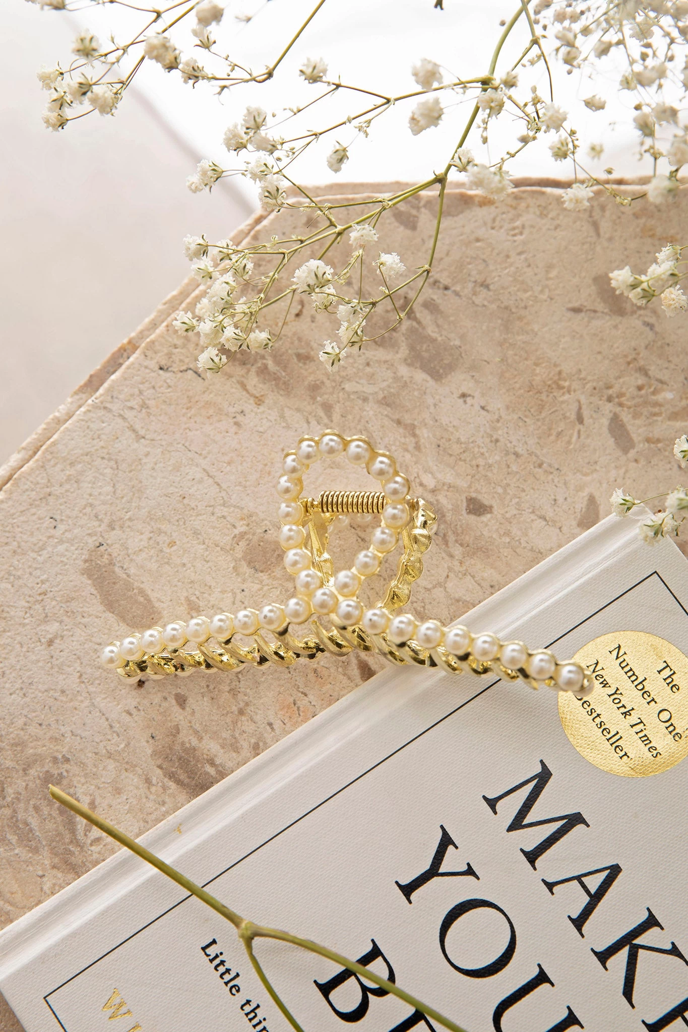 Madison Pearl Hair Clip Gold - Image 2