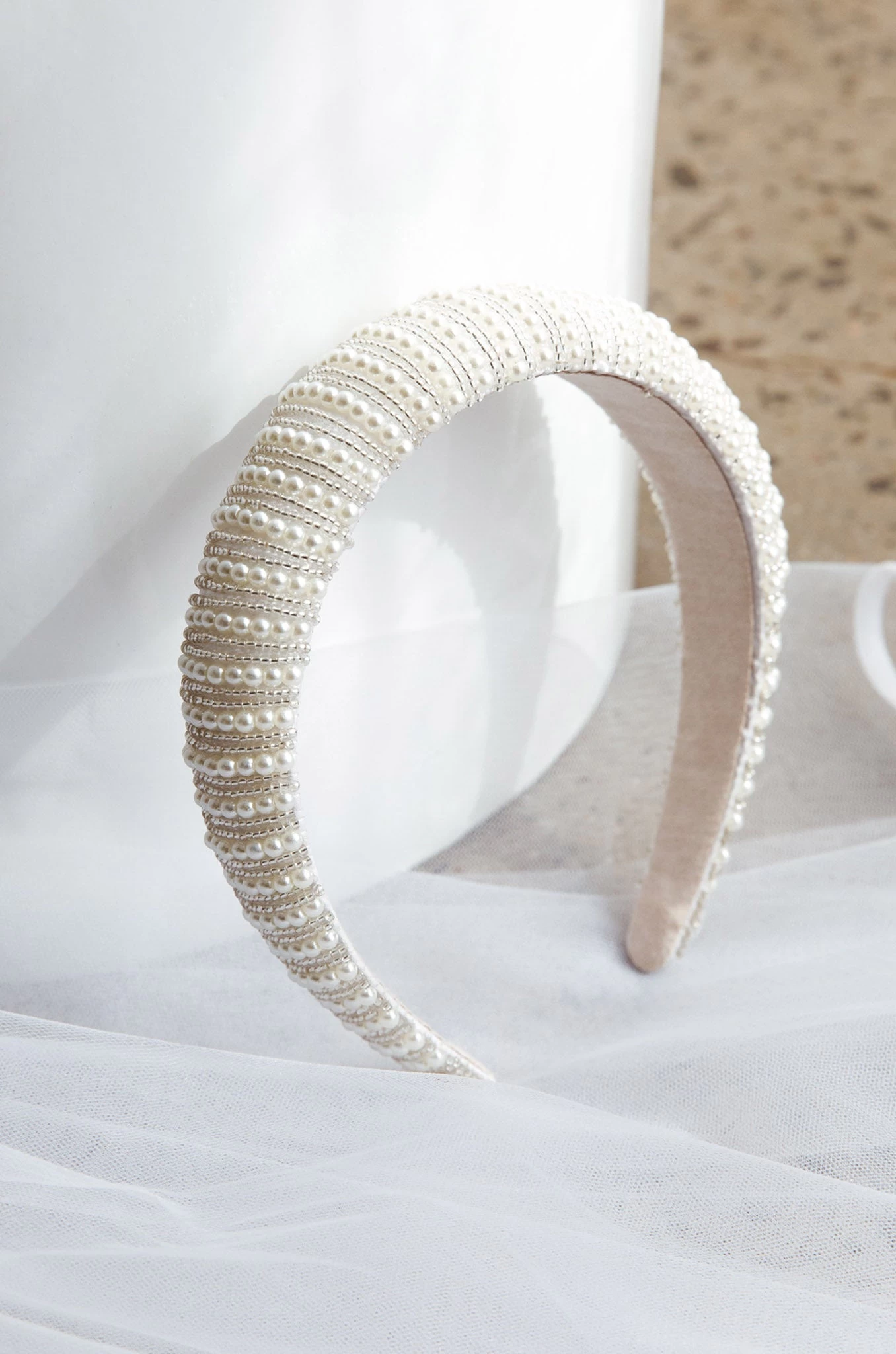 Nevaeh Wide Pearl Headband White - Image 2