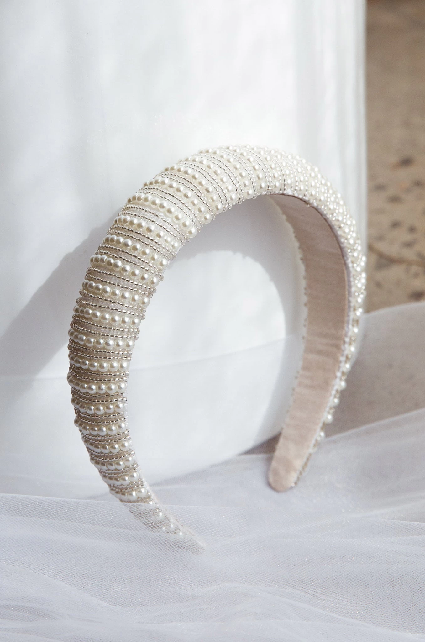 Nevaeh Wide Pearl Headband White - Image 4