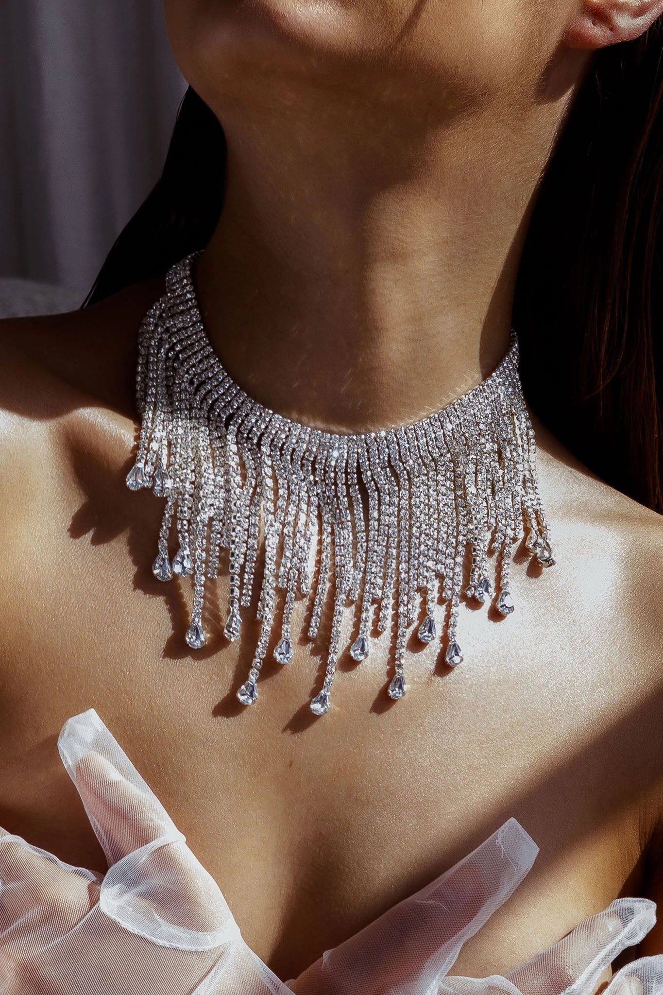 Isadora Cascade Crystal Necklace Silver - Image 3