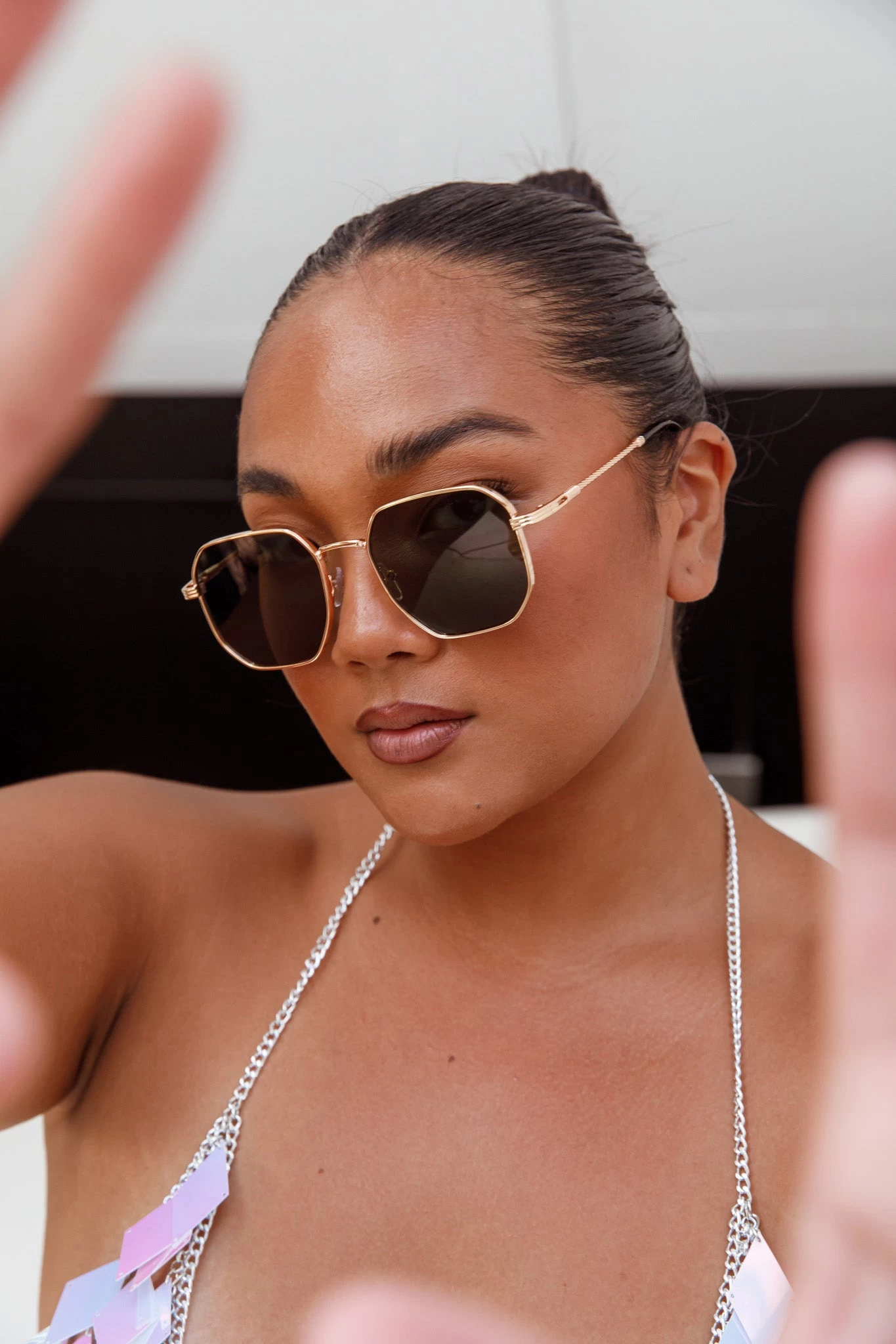 Sahara Aviator Sunglasses Black - Image 7