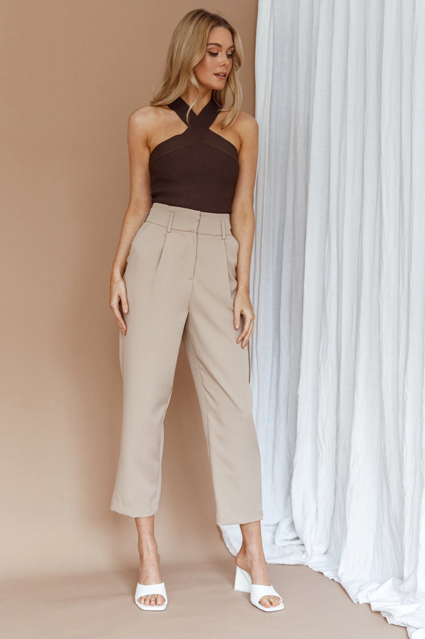 Chance Encounter Straight Leg Pants Latte - Image 5