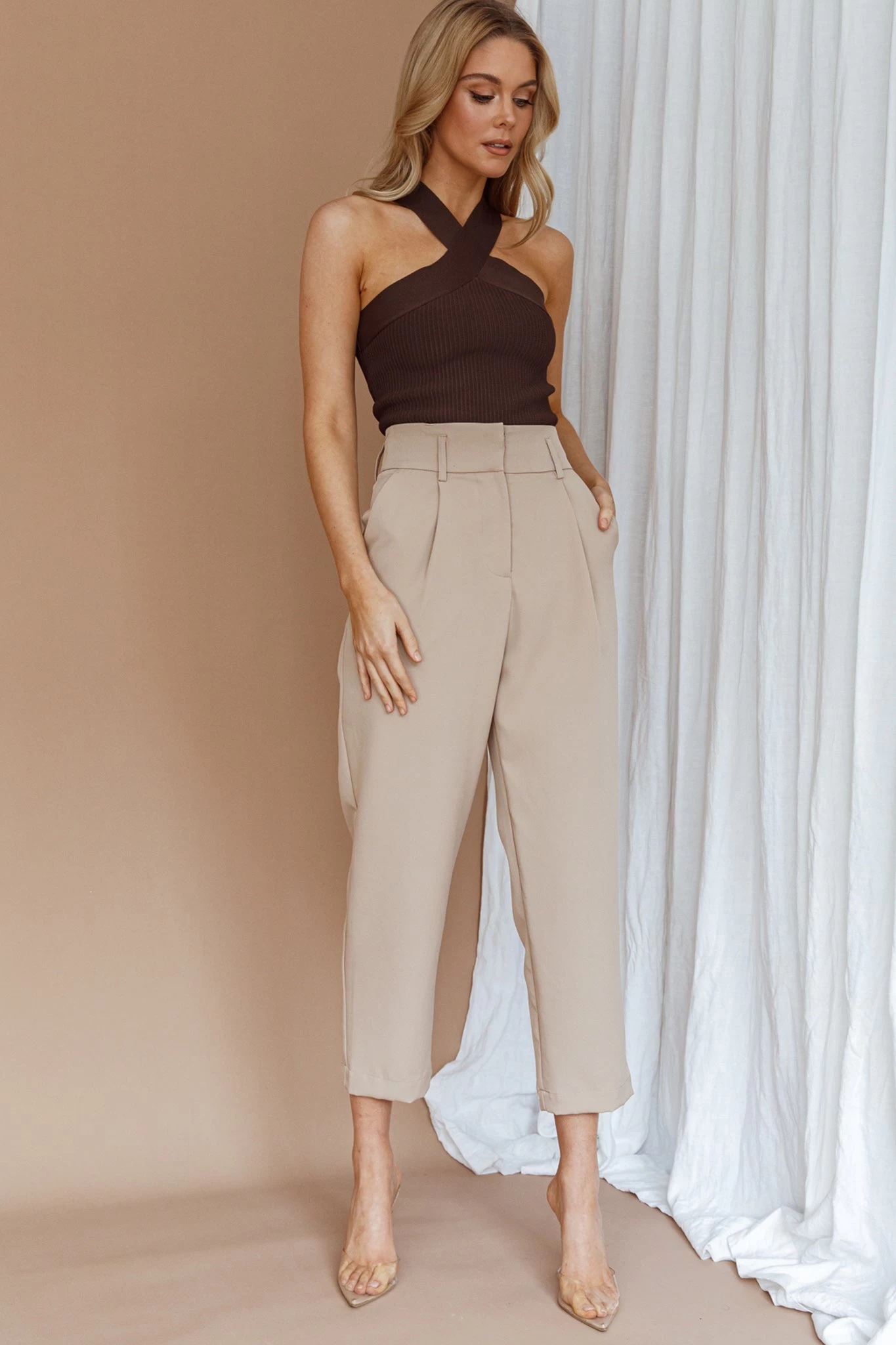 Chance Encounter Straight Leg Pants Latte - Image 6