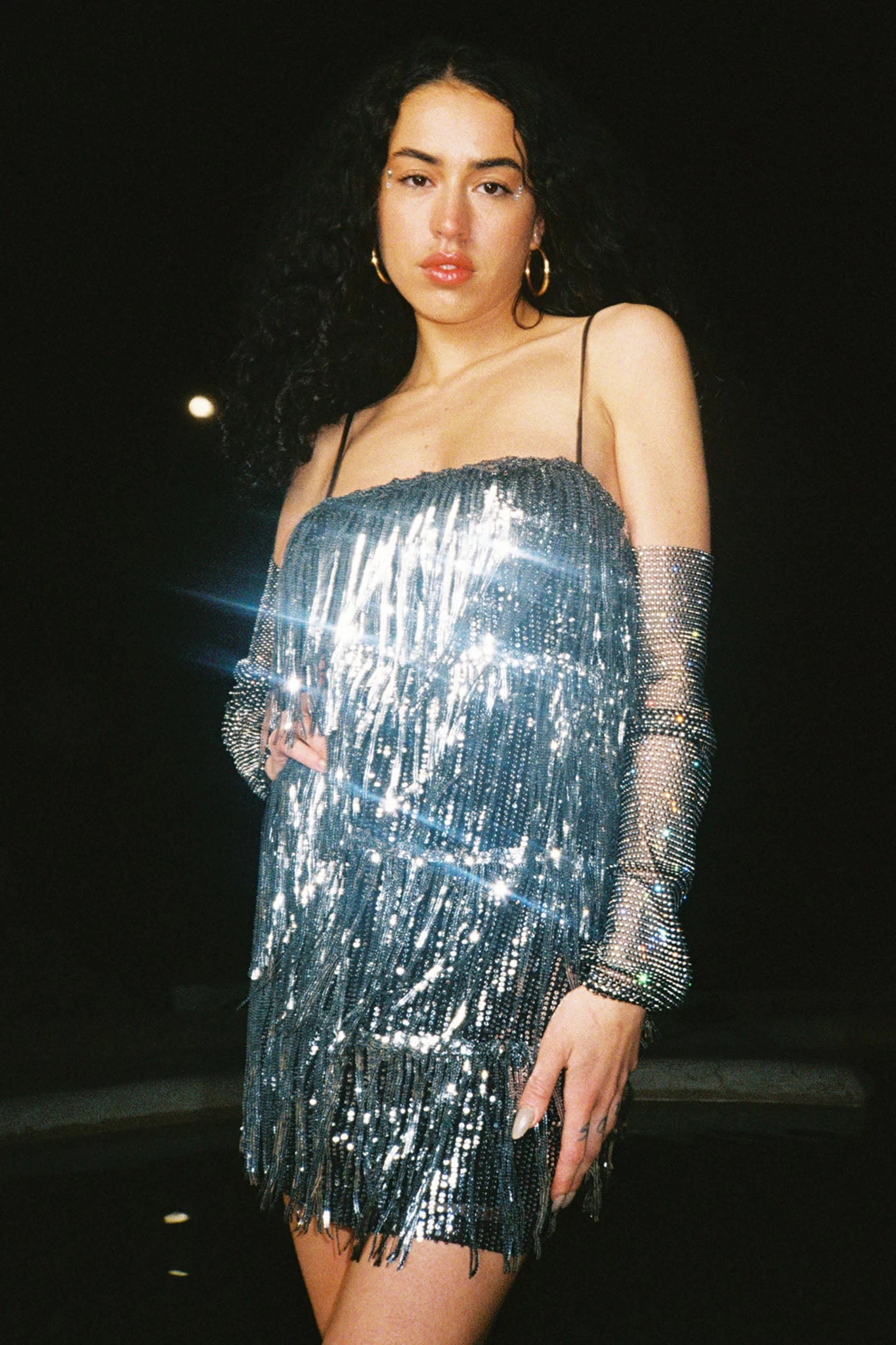 New York Nights Sequin Fringe Mini Dress Black - Image 7