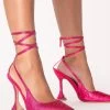 Billini Kahara High Flared Diamante Stilettos Raspberry Satin
