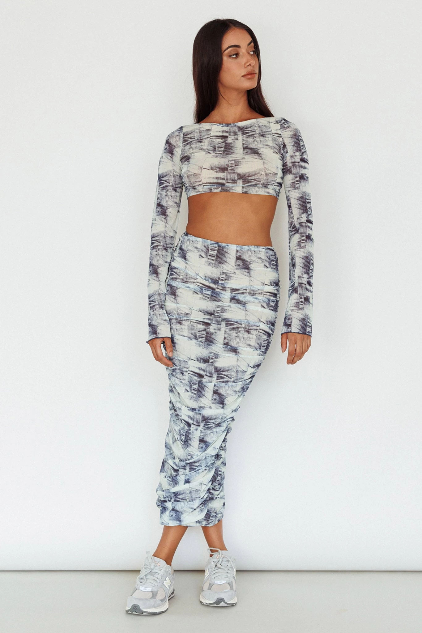 Blue Moons Ruched Midi Skirt Indigo Denim - Image 5