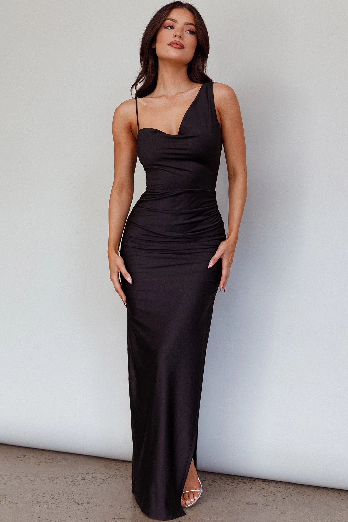 Florentina Thigh Split Maxi Dress Black - Image 3