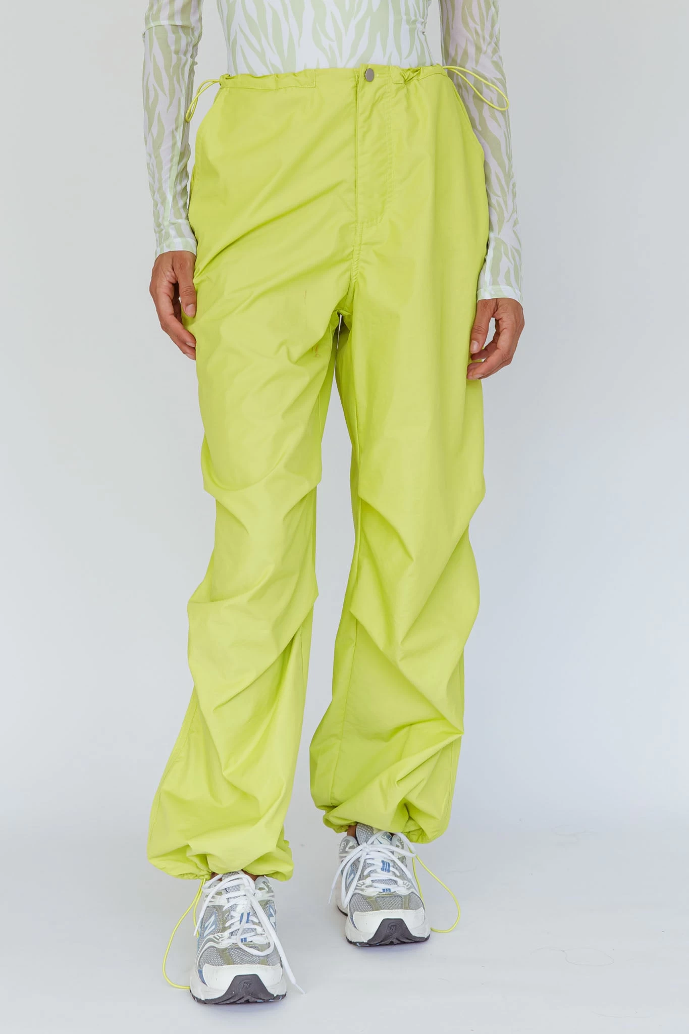 Break Dance Wide Leg Drawstring Pants Lime - Image 4
