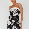 Missie Strapless Mini Dress Floral Black