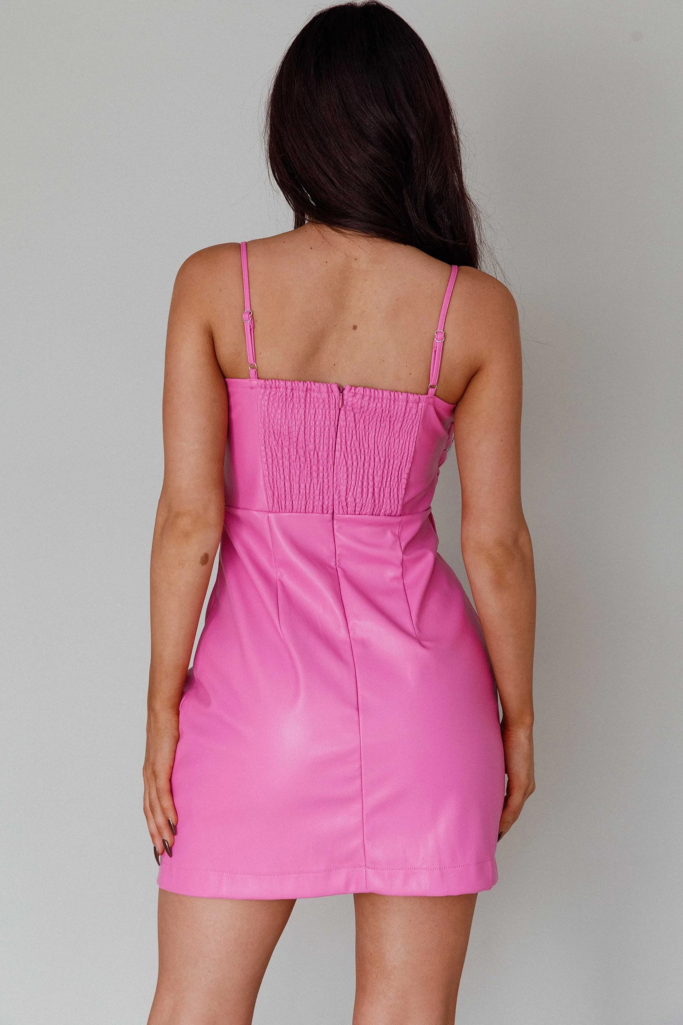 Dominika Faux Leather Mini Dress Pink - Image 2