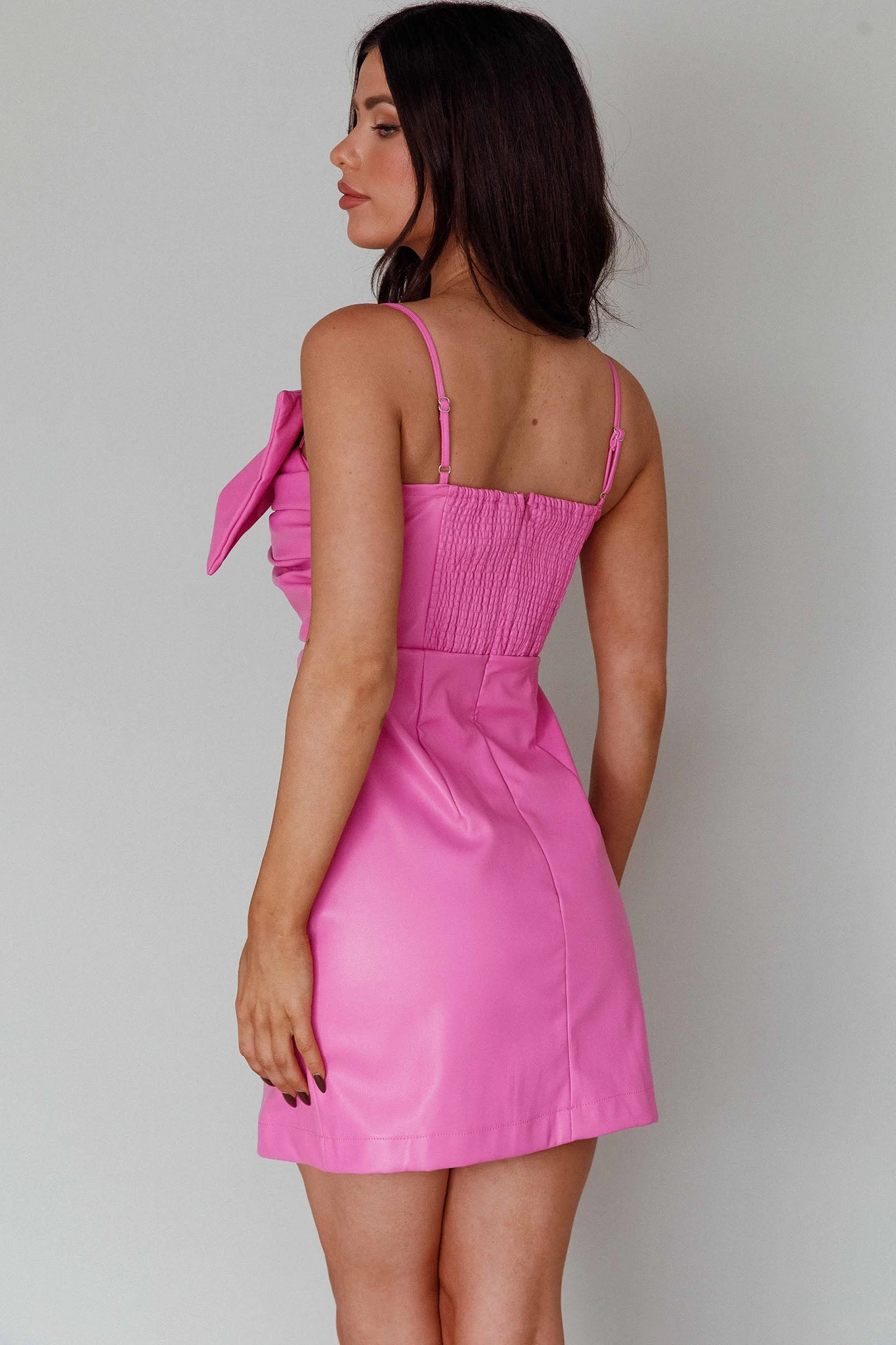 Dominika Faux Leather Mini Dress Pink - Image 8