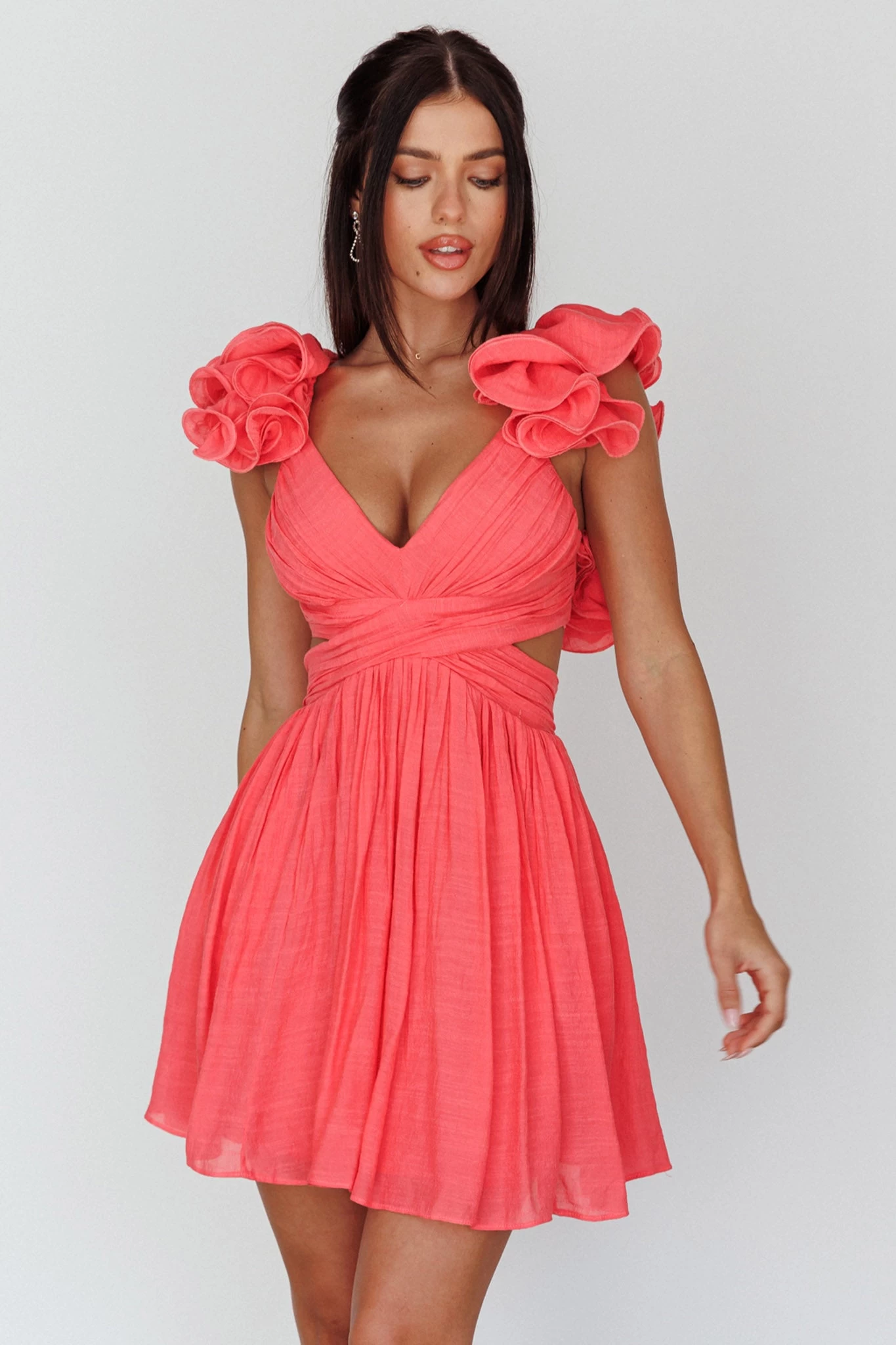 Adagio Lace-Up Back Mini Dress Flamingo - Image 5