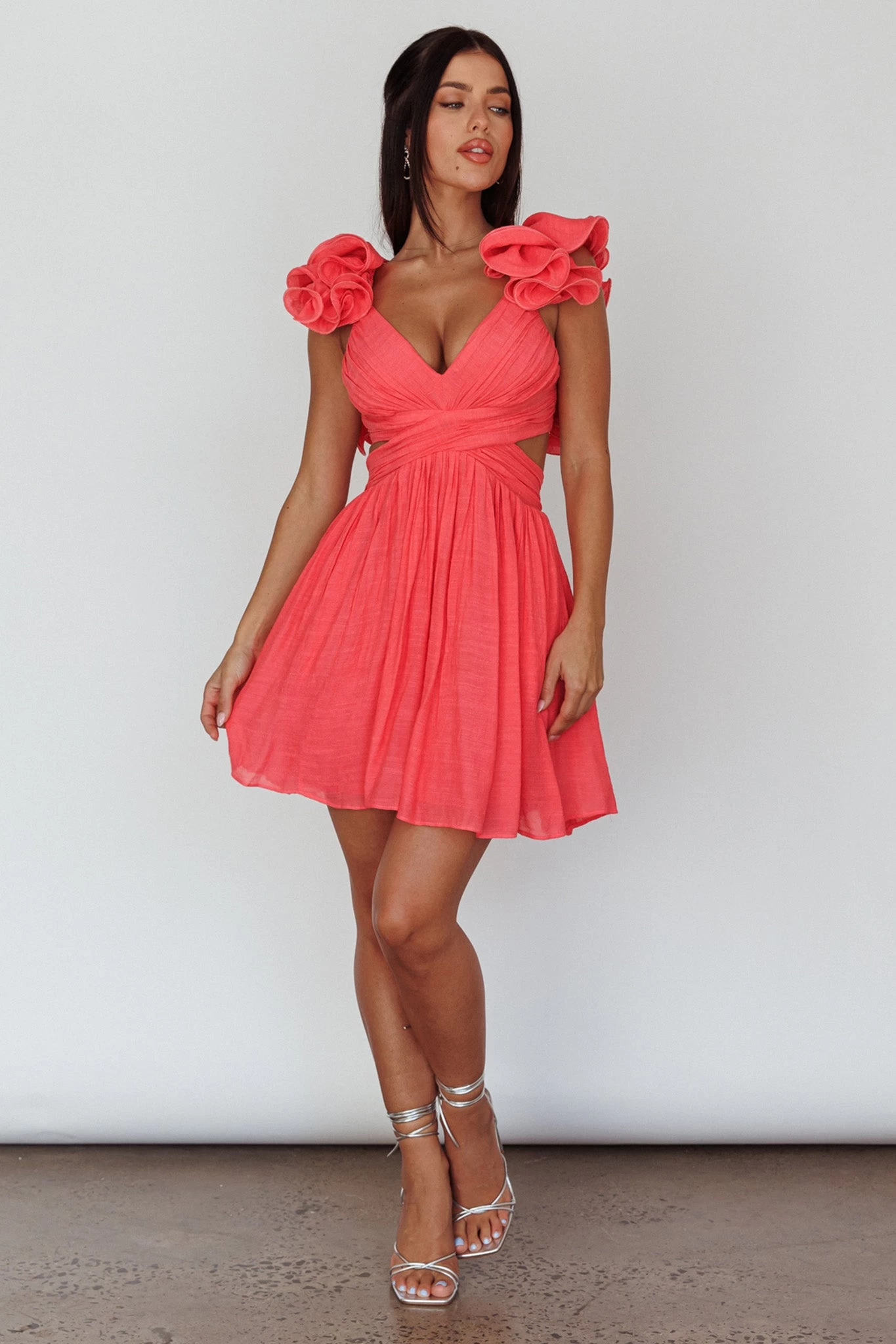 Adagio Lace-Up Back Mini Dress Flamingo - Image 6