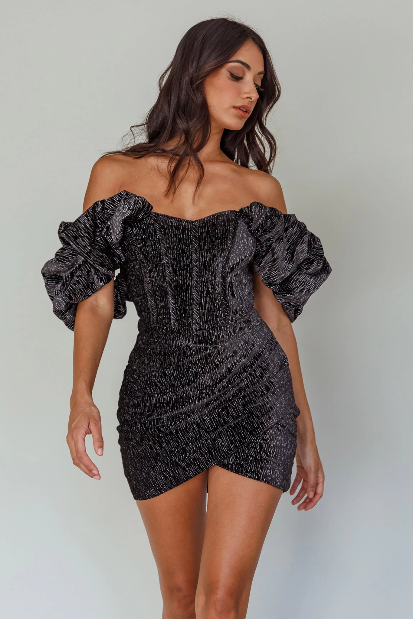 So Famous Off-Shoulder Mini Dress Black - Image 7