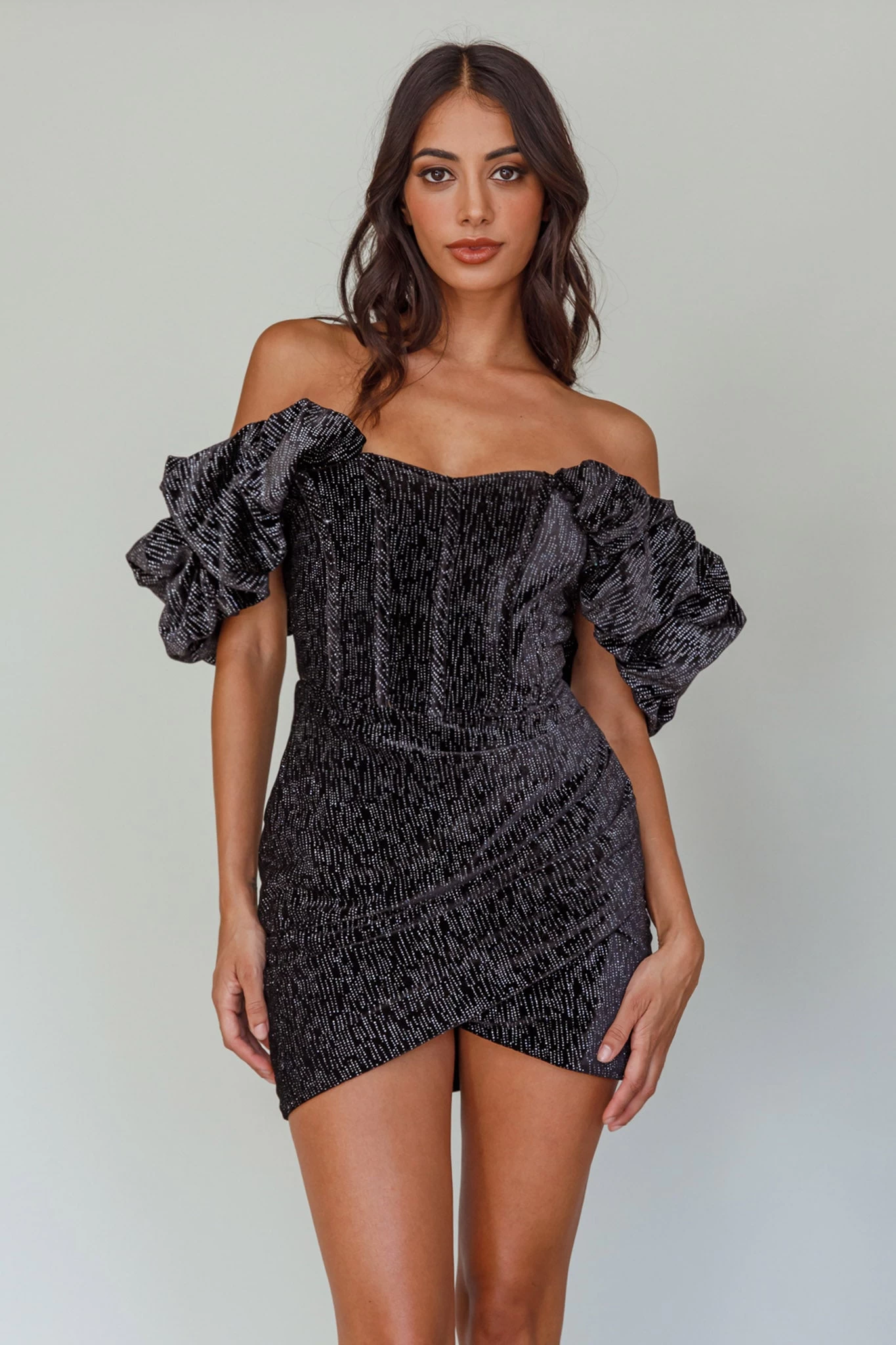 So Famous Off-Shoulder Mini Dress Black - Image 9