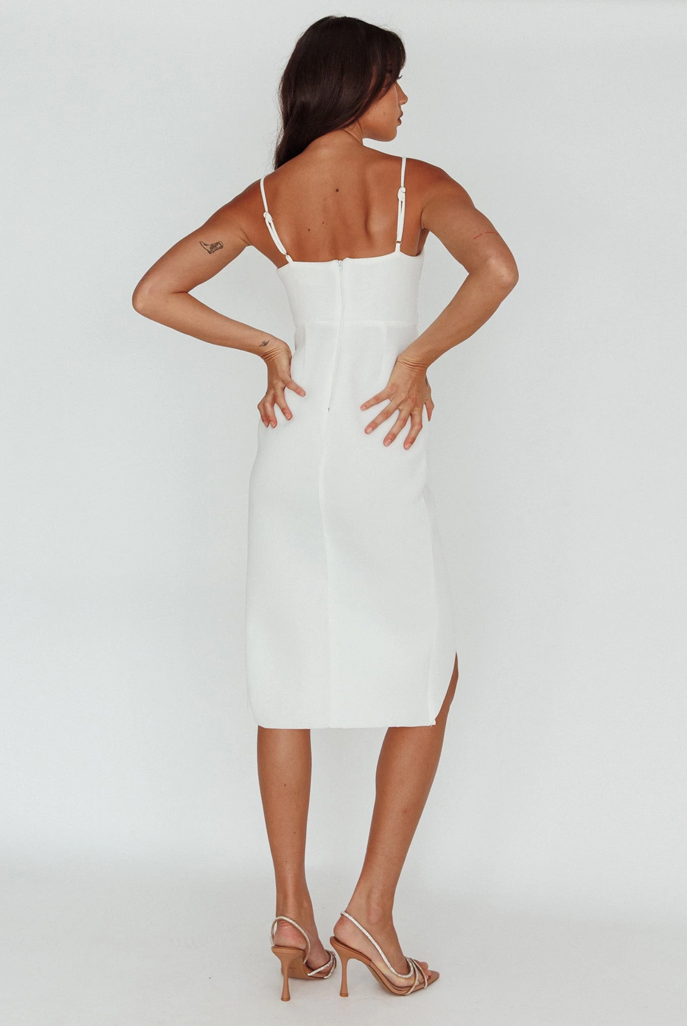 Amairani Cut-Out Bust Midi Dress White - Image 2