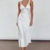 Nyah Lace Trim Midi Dress Off White