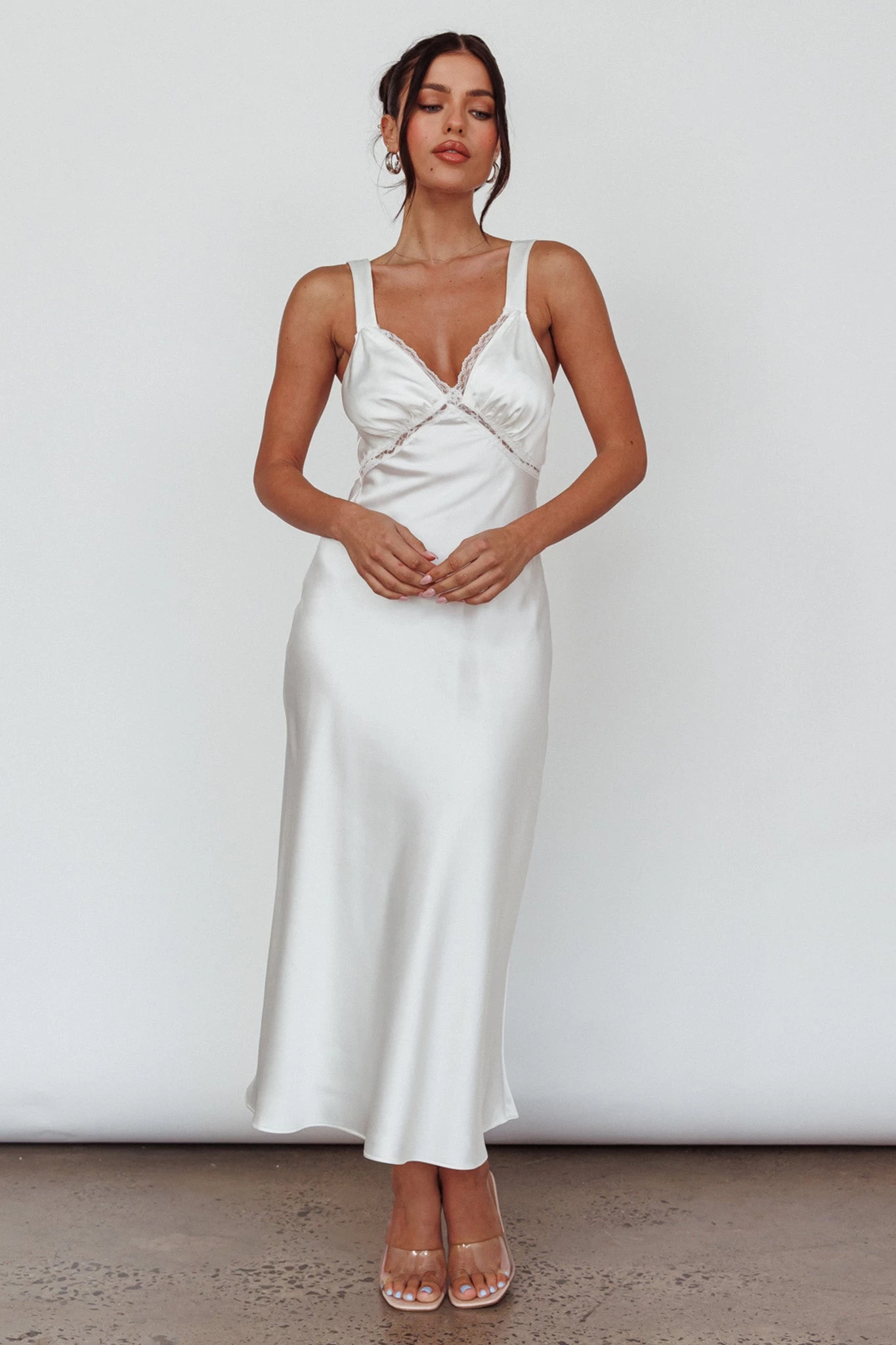 Nyah Lace Trim Midi Dress Off White - Image 2