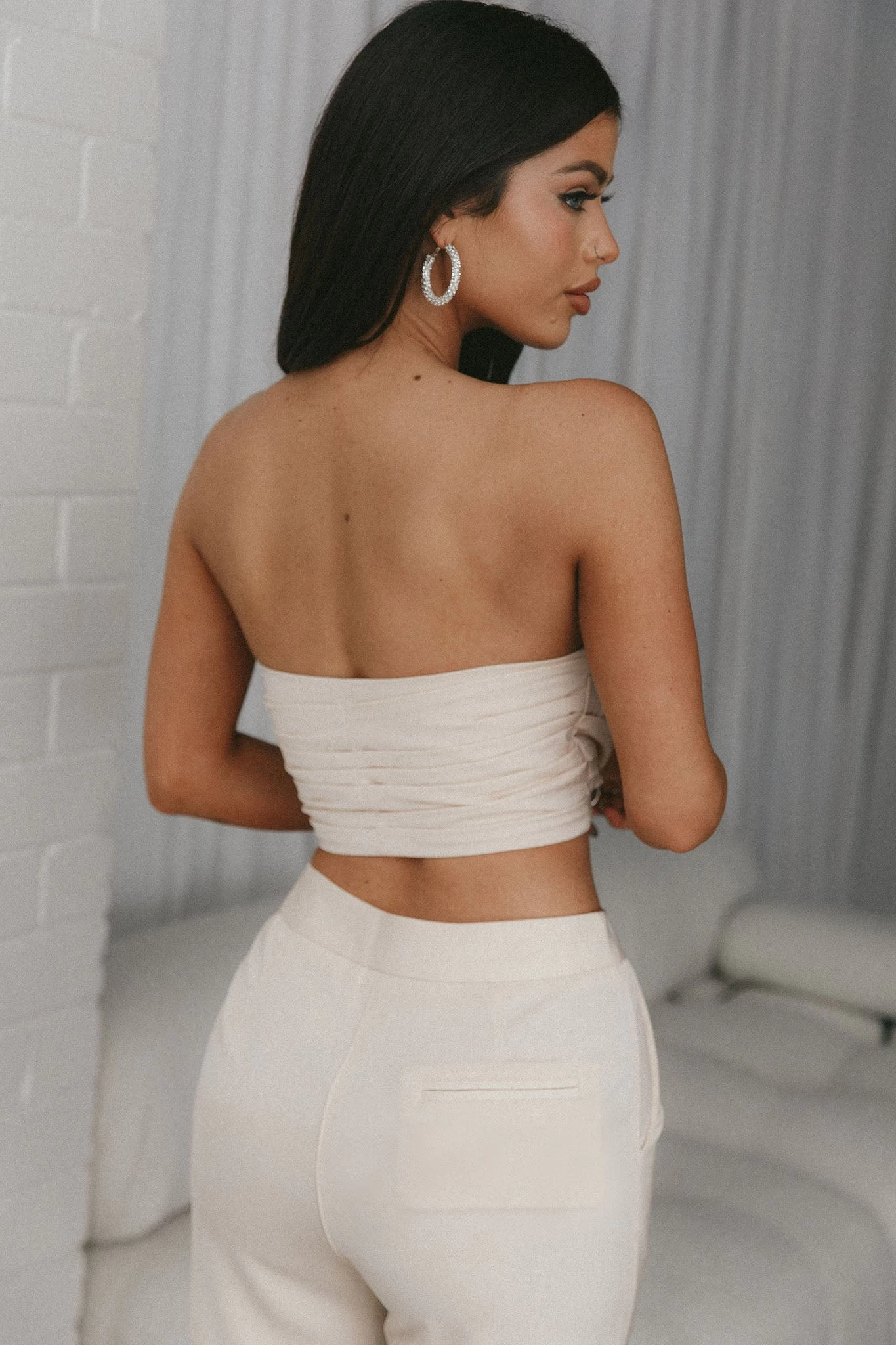 Hepburn High Waist Wide Leg Pants Nude - Image 2