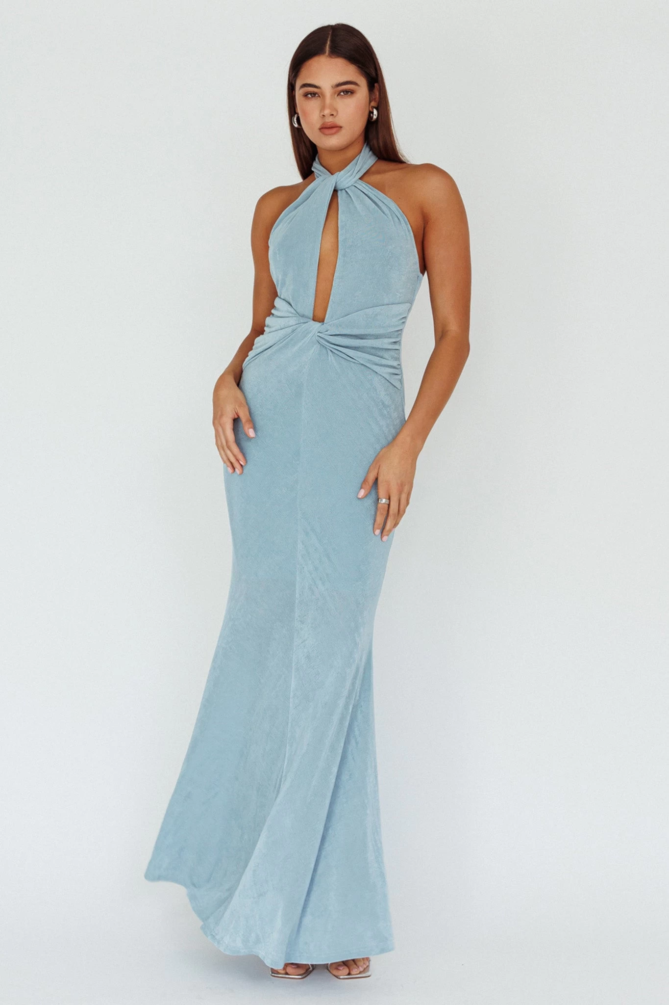 Ileana Twist Bodice Maxi Dress Light Blue - Image 3