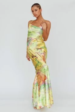 Bailey Strappy Chain Back Maxi Dress Lime